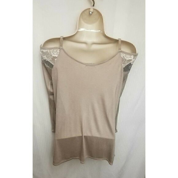 Women's Lace Cold Shoulder Blouse Beaded Neck, Slim Fit T-Shirt Long Sle… - Picture 4 of 5